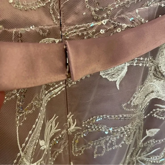 NWT Azazie "Zinnia" Bridesmaid Party Formal Embroidered Sequence Midi Dress Sz 6 - Picture 10 of 11